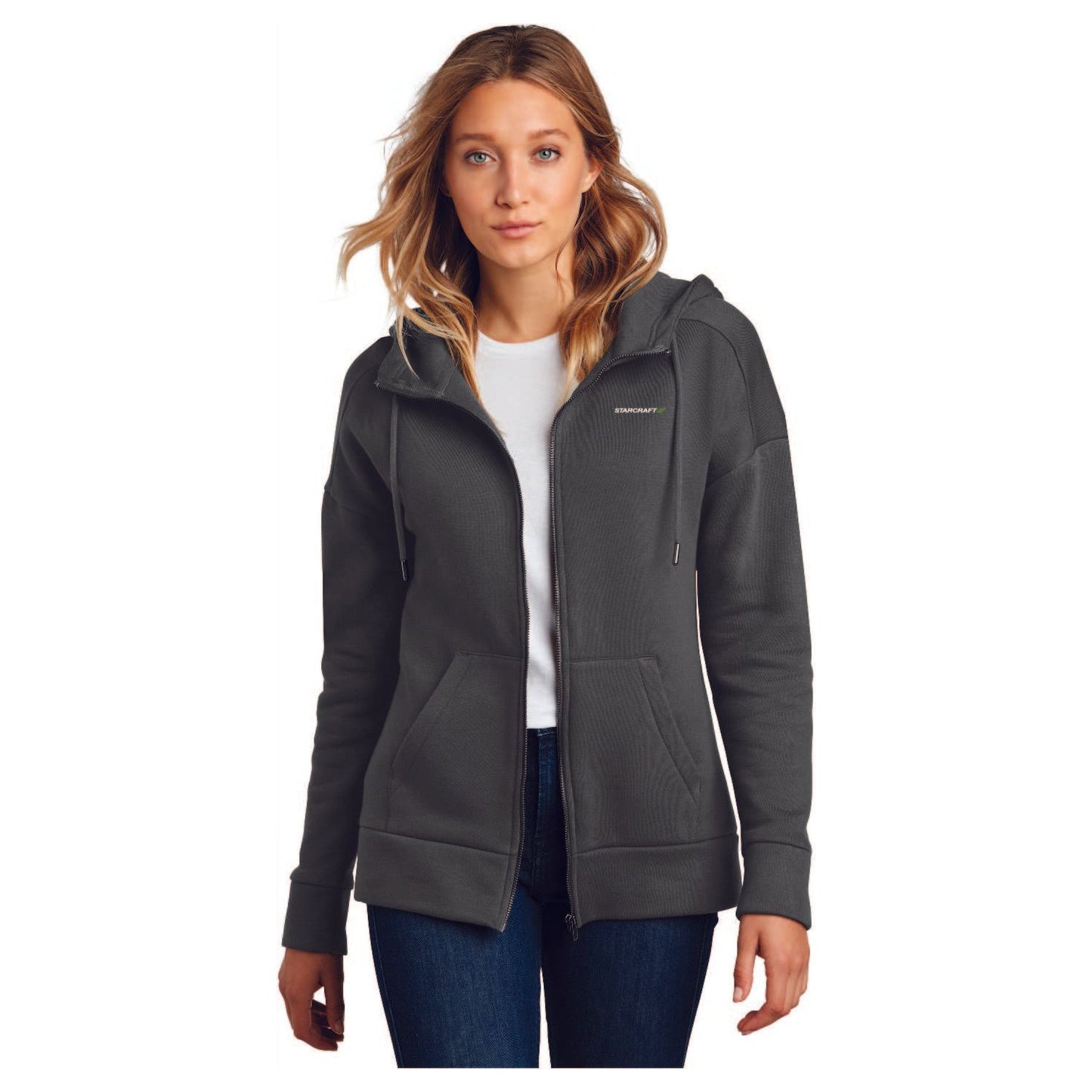 District® Women’s Perfect Weight® Fleece Drop Shoulder Full-Zip Hoodie - DT1104